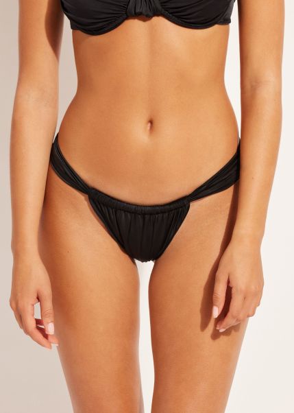 Calzedonia String Brazilian Swimsuit Bottom Shiny Satin 868C Shiny Satin Black Women Bikinis Maximize