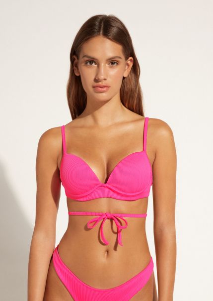 Padded Push-Up Swimsuit Top New York Dynamic Bikinis Women Calzedonia 824C Electric Pink