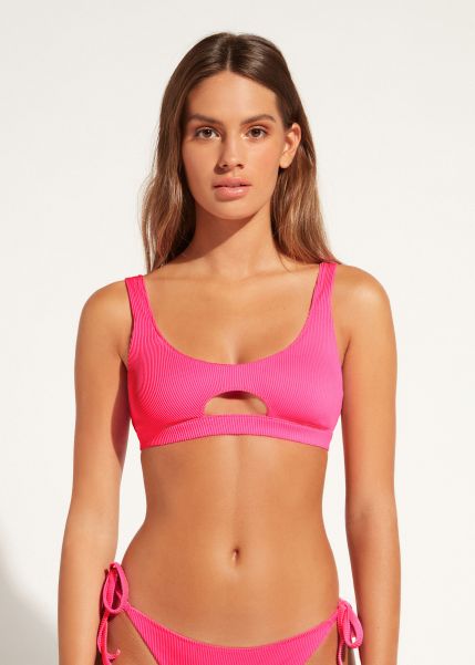 824C Electric Pink Bikinis Tank Style Swimsuit Top New York Serene Calzedonia Women