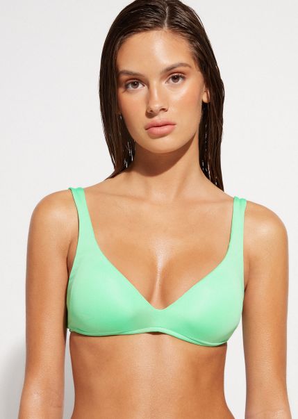Women 561C Lime Green Padded Triangle Swimsuit Top Indonesia Cheap Bikinis Calzedonia