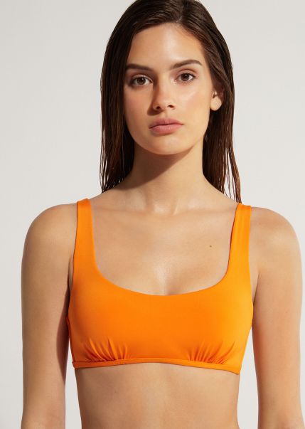 Women Calzedonia Tank Style Swimsuit Top Indonesia Natural Bikinis 527C Orange