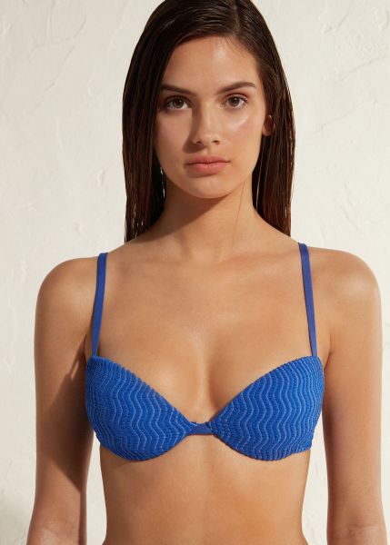 Padded Push-Up Swimsuit Top Mykonos Bikinis 504C Midnight Blue Women Tailor-Made Calzedonia