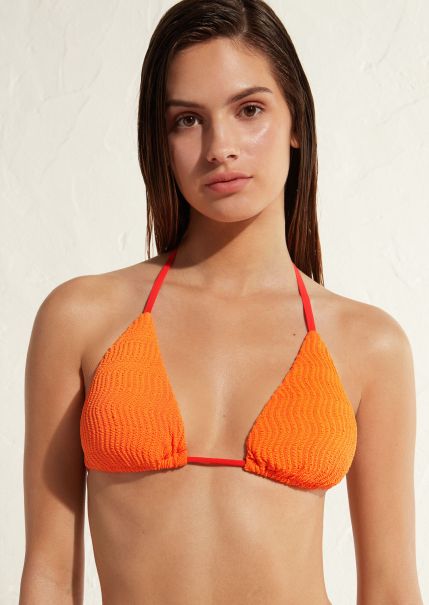 Women Triangle String Swimsuit Top Mykonos Calzedonia Superior Bikinis 533C Neon Orange