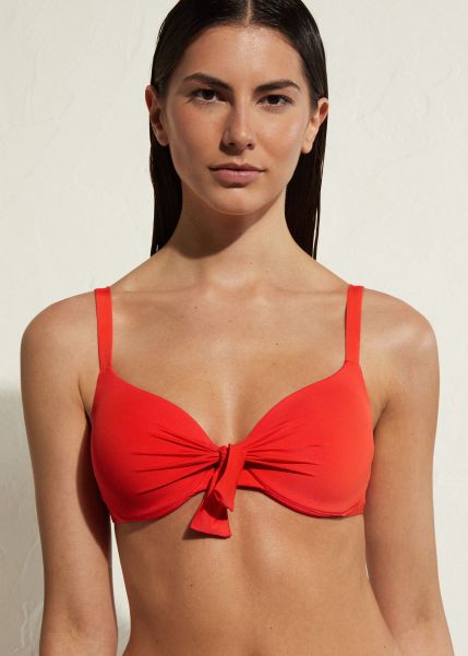 Padded Push Up Swimsuit Top Indonesia Calzedonia Women 529C Luxury Red Deal Bikinis