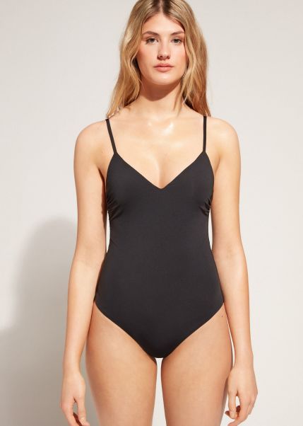 Calzedonia Women 06 Black Specialized Padded One-Piece Swimsuit Indonesia One-Piece Swimsuits