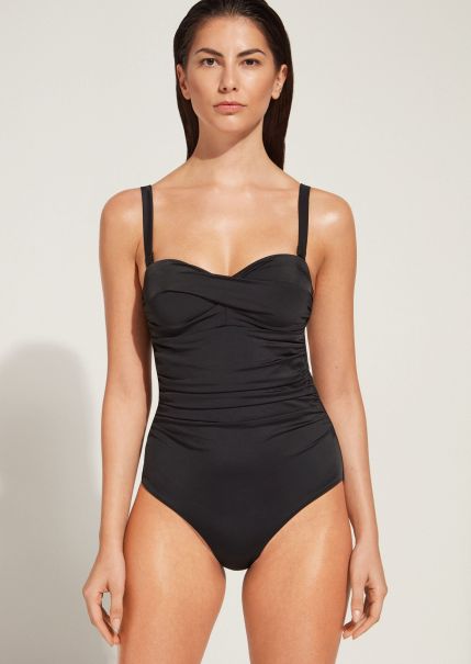 Budget 06 Black Women Calzedonia One-Piece Swimsuits Padded One-Piece Swimsuit Roma