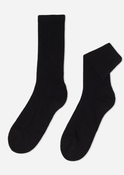 Men Calzedonia Long Socks 019 Black Spacious Unisex Sport Socks