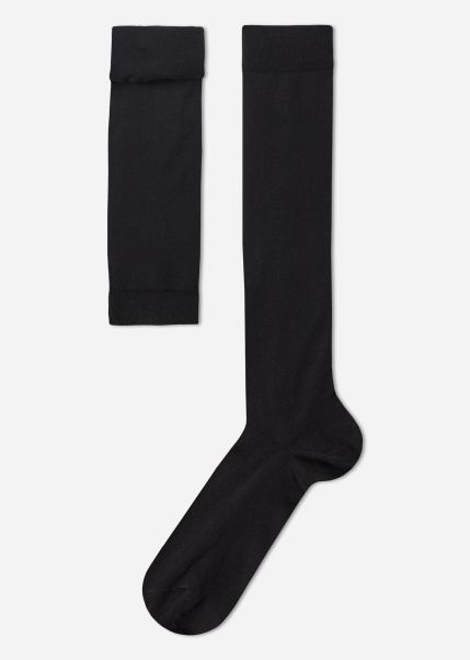 Long Socks Calzedonia 019 Black Tested Men’s Stretch Cotton Long Socks Men