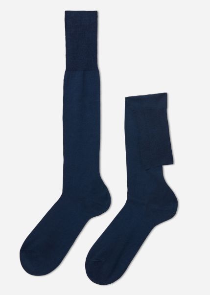 Calzedonia 870 Light Gray Blue Durable Long Socks Men Men’s Lisle Thread Long Socks