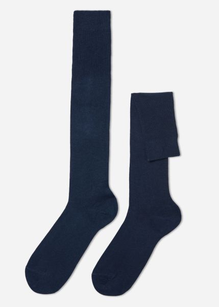 Men Long Socks Relaxing Calzedonia 870 Light Gray Blue Men’s Long Socks With Cashmere