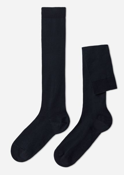 016 Blue Men’s Stretch Cotton Long Socks Calzedonia Long Socks 2024 Men