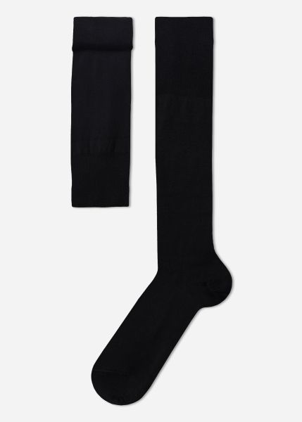 Men Long Socks Calzedonia Manifest Men’s Lisle Thread Long Socks 019 Black
