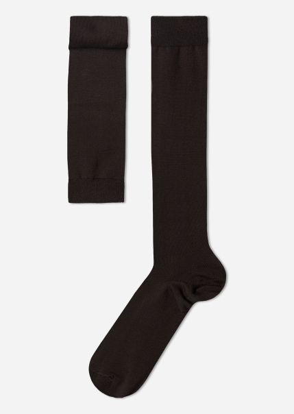 Long Socks Men’s Stretch Cotton Long Socks 015 Brown Men Calzedonia Bespoke