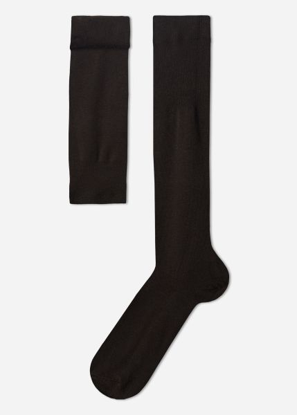 Men Durable Men’s Long Socks With Cashmere 015 Brown Calzedonia Long Socks