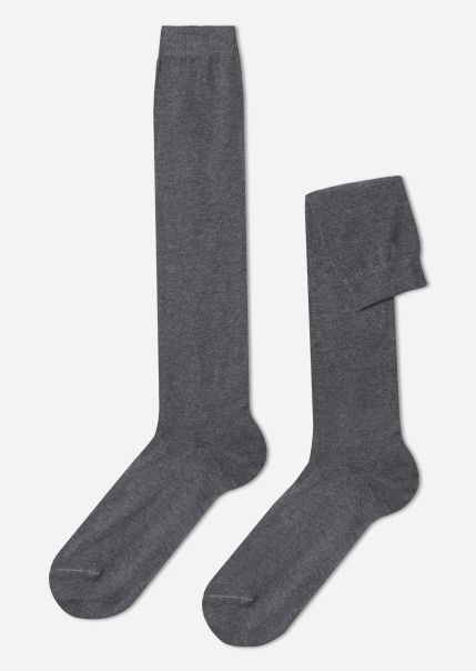 Men’s Warm Cotton Long Socks Calzedonia Men Reliable 042 Mid Grey Blend Long Socks