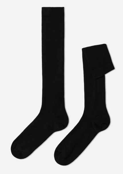 Men 019 Black Calzedonia Superior Long Socks Men’s Wool And Cotton Long Socks