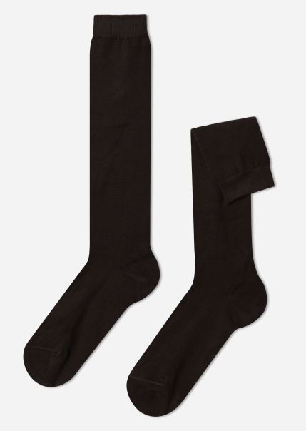 Unique Men’s Warm Cotton Long Socks Calzedonia Long Socks 015 Brown Men