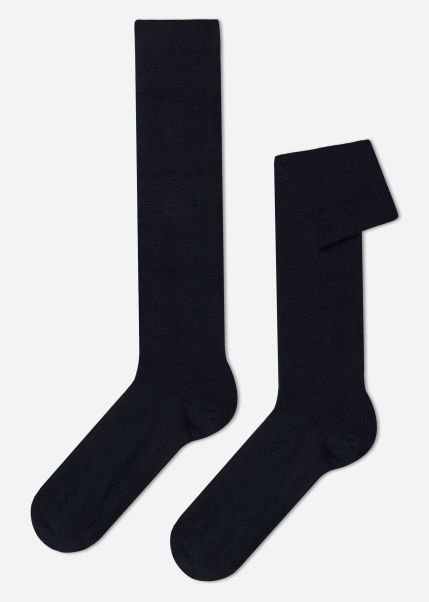 Men’s Wool And Cotton Long Socks Long Socks Pioneer 016 Blue Calzedonia Men