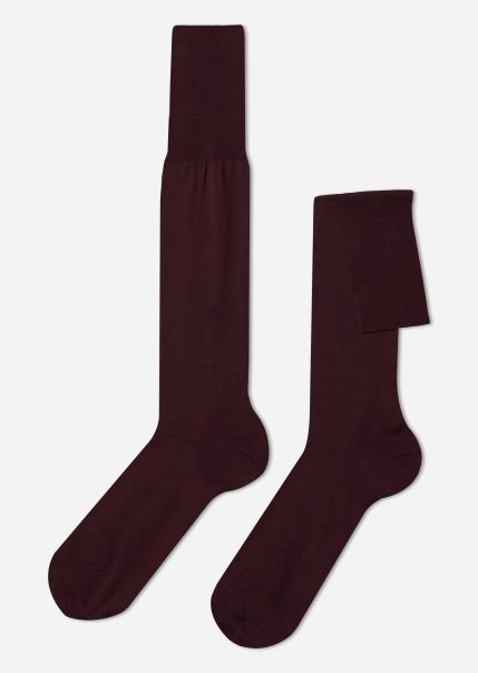 Long Socks Men’s Lisle Thread Long Socks Men 2024 Calzedonia 810 Bordeaux