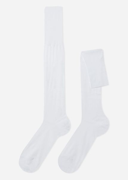Men’s Lisle Thread Long Socks Calzedonia Final Clearance Men Long Socks 001 White