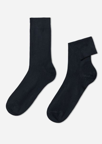 016 Blue Calzedonia Men’s Crew Socks With Cashmere Men Versatile Crew Socks