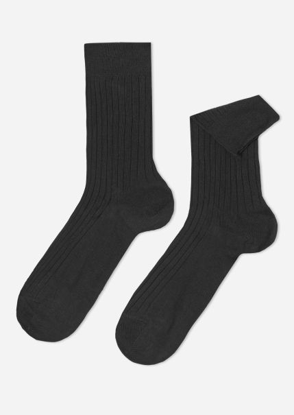 Men’s Ribbed Cashmere Short Socks Men Calzedonia Ingenious 9370 Ribbed Black Cashmere Crew Socks