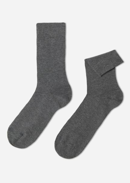 Crew Socks 042 Mid Grey Blend Men’s Warm Cotton Crew Socks Fashionable Men Calzedonia