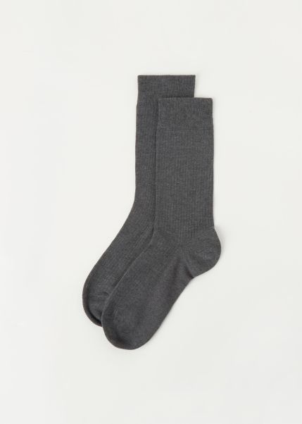 9818 Ribbed Medium Gray Melange Men’s Ribbed Short Socks Men Opulent Calzedonia Crew Socks