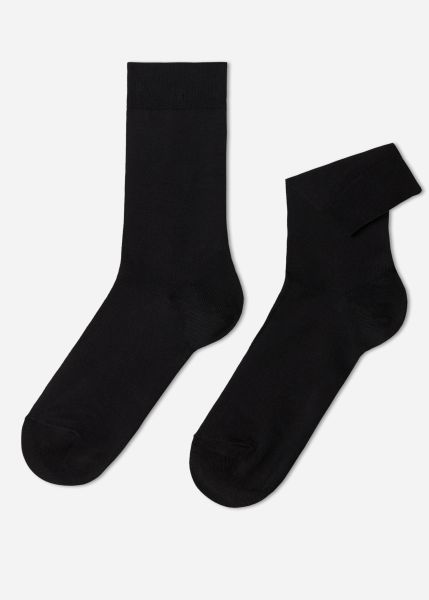 019 Black Proven Men’s Stretch Cotton Crew Socks Calzedonia Men Crew Socks