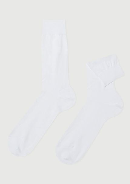001 White Men’s Lisle Thread Crew Socks Crew Socks Calzedonia Convenient Men