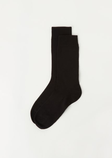 Men 9819 Black Rib Calzedonia Men’s Ribbed Short Socks Fashionable Crew Socks