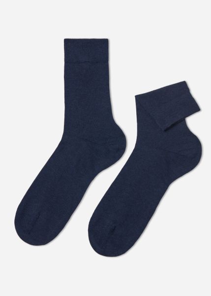 Men 767 Dark Denim Blue Crew Socks Calzedonia Convenient Men’s Warm Cotton Crew Socks
