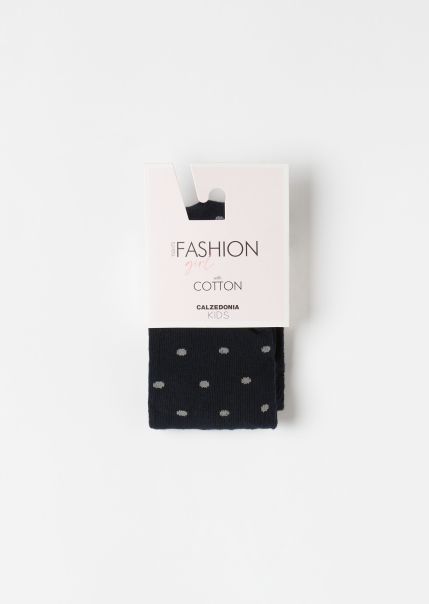 Kids Tights Fashion Calzedonia 4125 Blue Dot Girls’ Dotted Cotton Tights