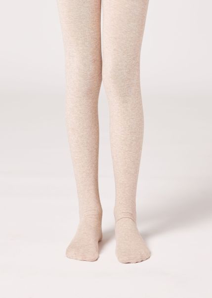 Girls’ Eco Cotton Tights Tights User-Friendly Kids 2237 Natural Melange Calzedonia