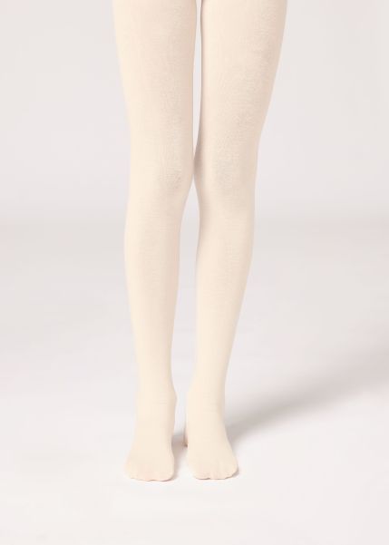 Tights Kids 1297 Milk White Aesthetic Calzedonia Girls' Super Opaque Tights With Cashmere