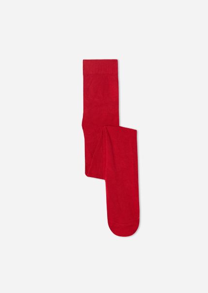 Tights Calzedonia Girls' Super Opaque Tights With Cashmere Peaceful Kids 1094 Red Lacquer