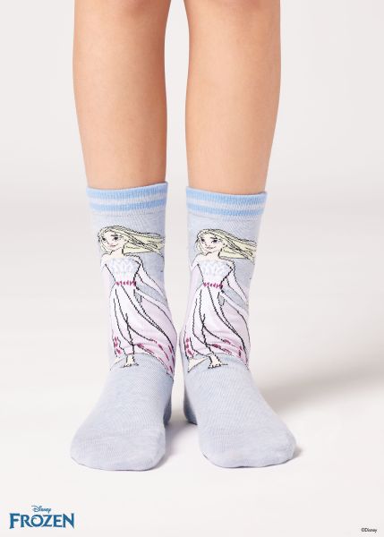 Girls’ Frozen Disney Short Socks 8065 Elsa Disney Light Blue Free Short Socks Calzedonia Kids