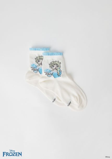 Short Socks Girls’ Frozen Disney Short Socks 9828 Elsa Disney Cream Trusted Kids Calzedonia