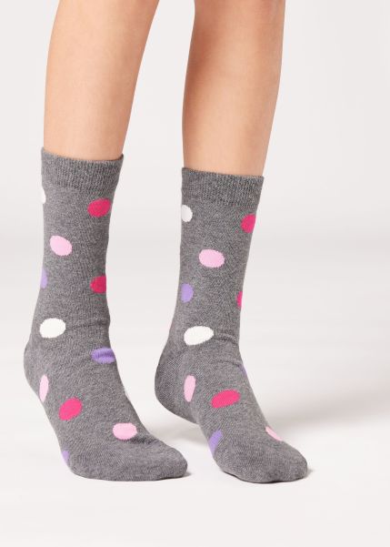Short Socks Kids Kids’ Polka Dot Short Socks Calzedonia 9968 Gray Melange Dot Low Cost