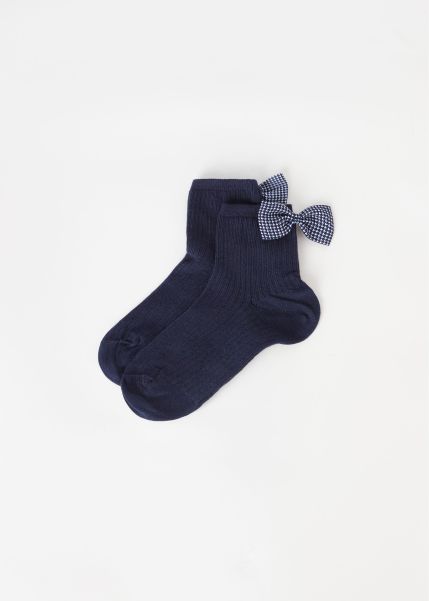 Girls’ Short Socks With Bow Kids Short Socks 9978 Blue Calzedonia Fashionable
