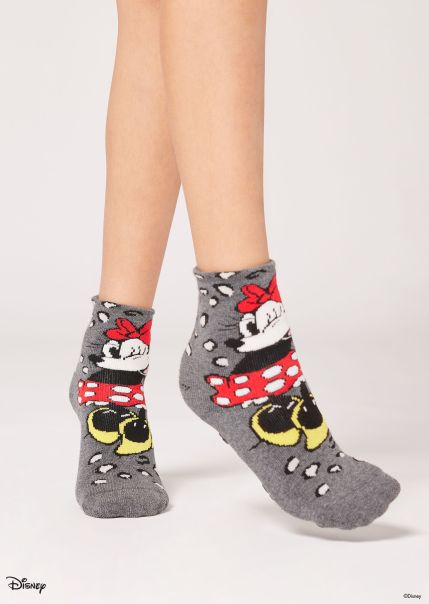 Short Socks 9632 Gray Disney Minnie Calzedonia Kids’ Disney Non-Slip Socks Limited Time Offer Kids