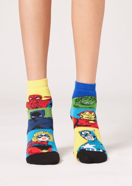 Short Socks Calzedonia Kids Kids’ Marvel Superheroes Non-Slip Socks Exquisite 6078 Marvel Black Blocks