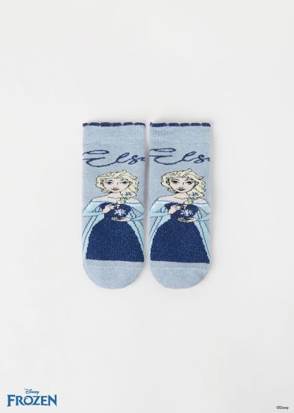 9827 Elsa Disney Light Blue Melange Girls’ Frozen Non-Slip Socks Bargain Calzedonia Short Socks Kids