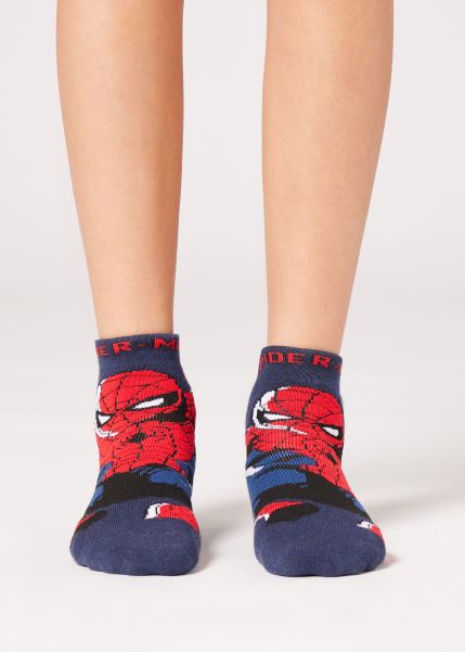9899 Denim Blue Spider-Man Marvel User-Friendly Calzedonia Kids Short Socks Kids’ Marvel Superheroes Non-Slip Socks