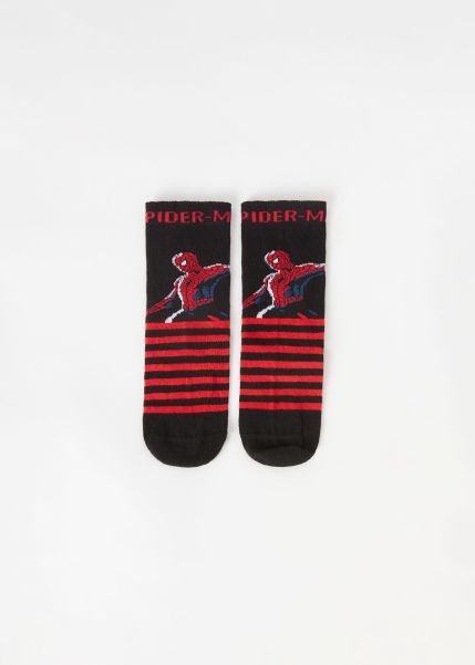 Short Socks 9900 Black Marvel Spider-Man Kids’ Marvel Superheroes Striped Short Socks Kids Calzedonia Exceptional