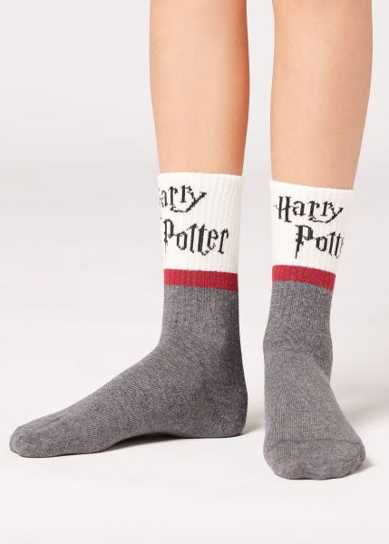 Kids Short Socks Calzedonia Kids’ Harry Potter Short Sport Socks 9851 Gray Harry Potter Logo Savings