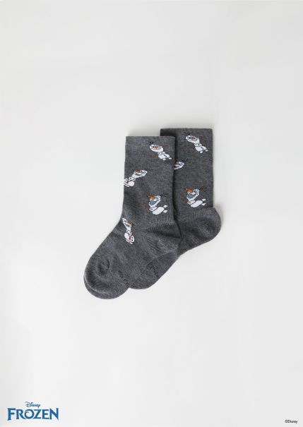 Calzedonia Kids Short Socks Tough Girls’ Frozen Disney Short Socks 8067 Olaf Disney Gray