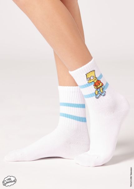 Kids 9922 White The Simpsons Bart Print Precision Kids’ The Simpsons Short Sport Socks Short Socks Calzedonia