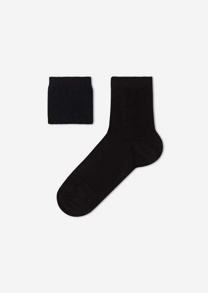 Practical Short Socks 019 Black Calzedonia Children's Short Cotton Socks With Fresh Feet Breathable Material Kids